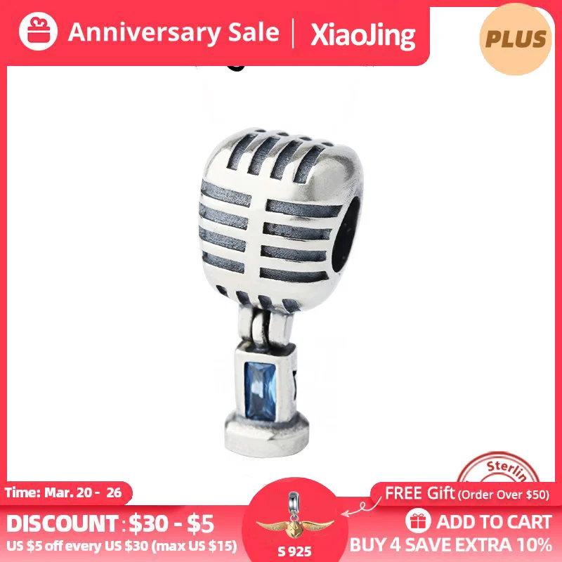 

Silver 925 Charms Original Diy Craft Microphone Beads Pendant Fit Authentic European Bracelets For Jewelry Making Women Gifts