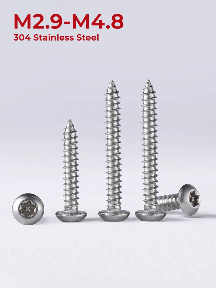 

M2.9 M3.5 M3.9 M4.8 304 Stainless Steel Round Head Plum Blossom With Column Core Anti-theft Tapping Screws Security Anti-theft