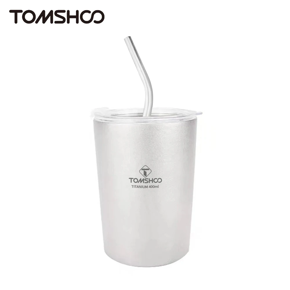 

Титановая кофейная чашка Tomshoo, легкая походная чашка, прочная уличная чашка, титановая Хрустальная чашка для молока и чая с соломинкой и изоляцией