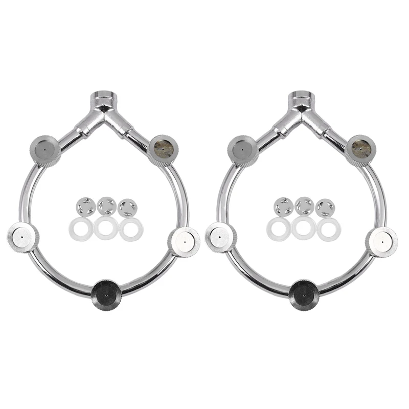 

3X Stainless Steel Fan Ring With 5 Nozzle Seats Sprayer Mist Fan Ring Water Sprayer Fine Fog Ring