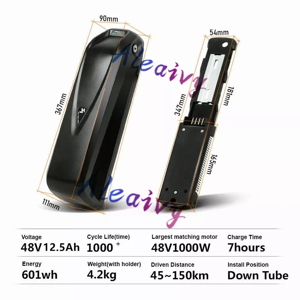 

48V 12.5Ah HaiLong Downtube Lithium Ebike Battery for 1000W Motor+54..6v Charger Electric Bike Fat Lithium Motorcycle Battery