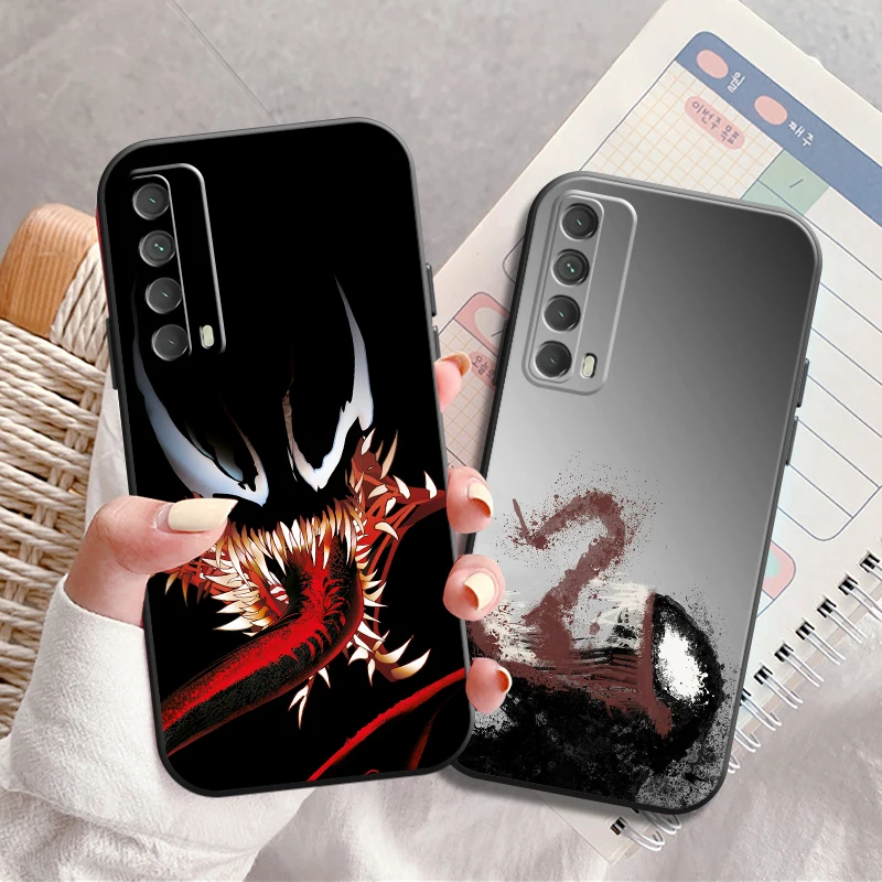 

Marvel Venom Phone Case For Huawei Honor 7A 7X 8 8X 8C 9 V9 9A 9X 9 Lite 9X Lite Liquid Silicon Back Funda Coque Black
