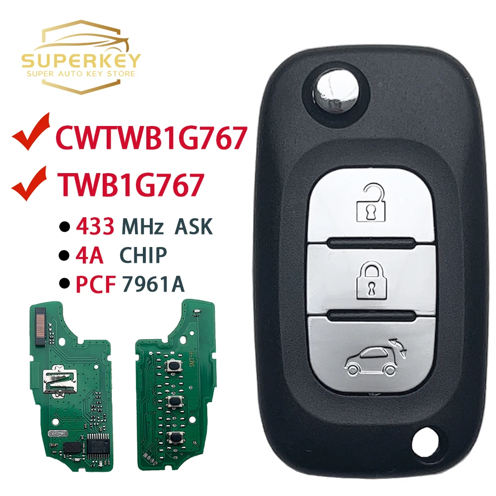 

SUPERKEY CWTWB1G767 TWB1G767 флип-пульт дистанционного управления флип-брелок PCF7961 для 2015 2016 2017 Mercedes Benz Smart Fortwo 453 Forfour