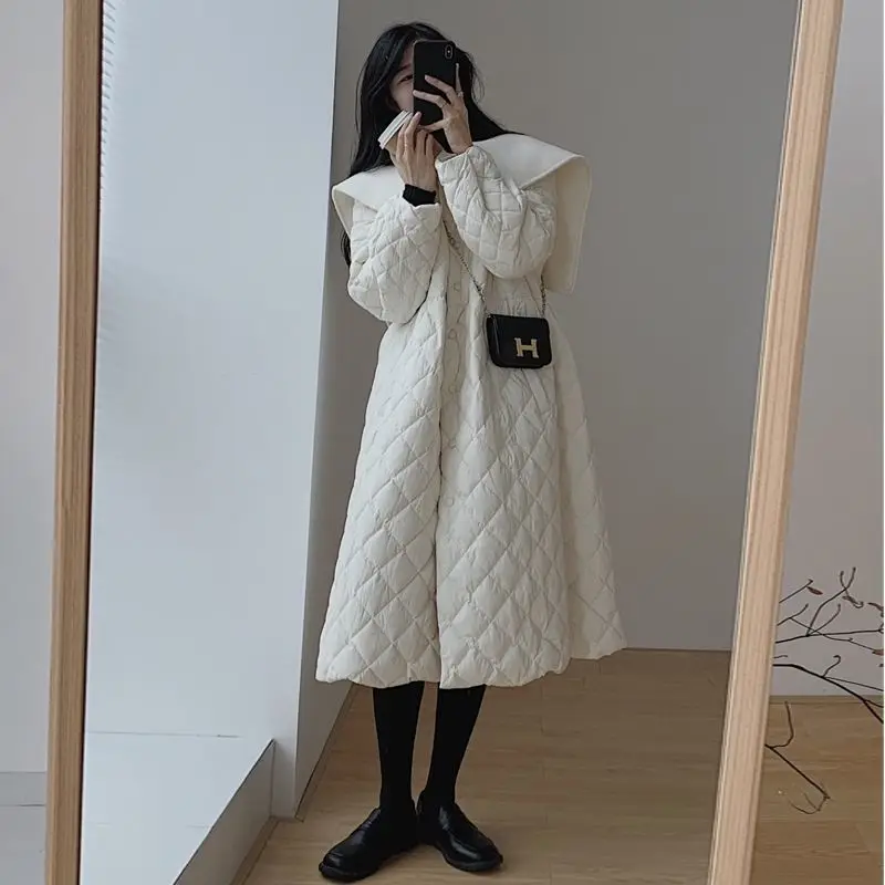 2022 Winter New Mid-length Cotton-padded Clothes Women's Doll Collar Thickened Cotton-padded Jacket Fashion Design Coat