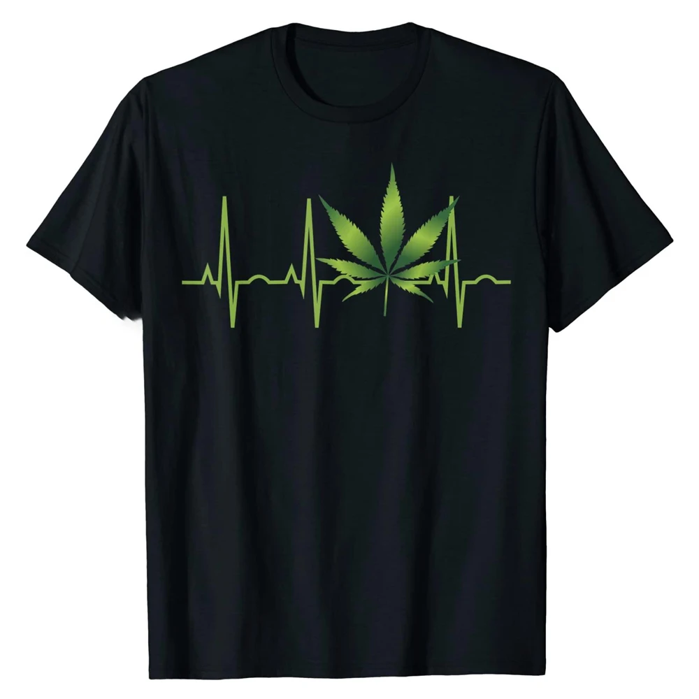 

Cotton men t shirt Weed Shirts for Men & Women Leaf Heartbeat Gift T-Shirt Tops Shirt Funny Normal Men's Top T-shirts Normal