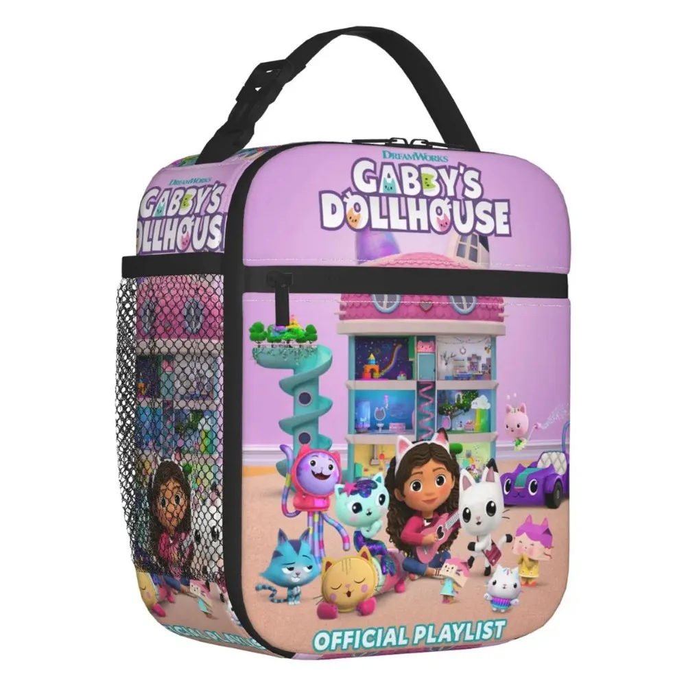 Изолированные сумки для обеда Gabbys Dollhouse школы и офиса Pandy Paws Gabby Mermaid Cat герметичный