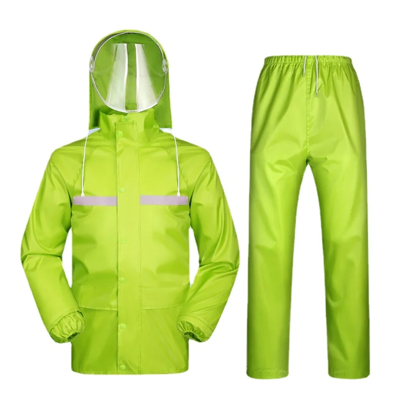 Raincoat Rain Pants Suit Men's and Women's Split Double-Layer Thickened Body Electric Motorcycle Take-out Riding Rainwater