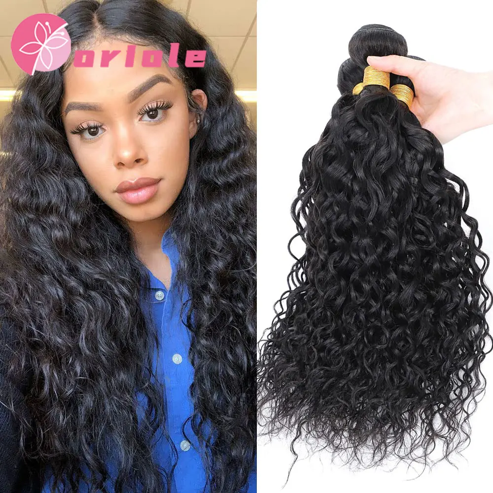 

Water Wave Bundles Peruvian 100% Human Hair Bundles 10A 32 30 Inch 3 4 Bundles Virgin Hair Deal Wet And Wavy Curly Hair Bundles