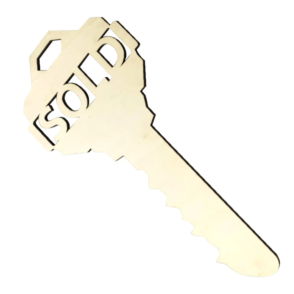 

Photo Props House Gift Wooden Key Shaped Cutout Billboard Wooden Housewarming Sign Boxwood Double Sided Key Sign