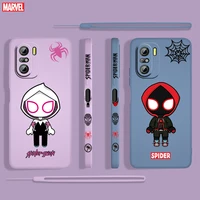marvel spiderman art for xiaomi redmi k50 k40 gaming 10 9 9a 9t 9at 8 8a 7 6 pro 4g 5g liquid left rope phone case coque capa