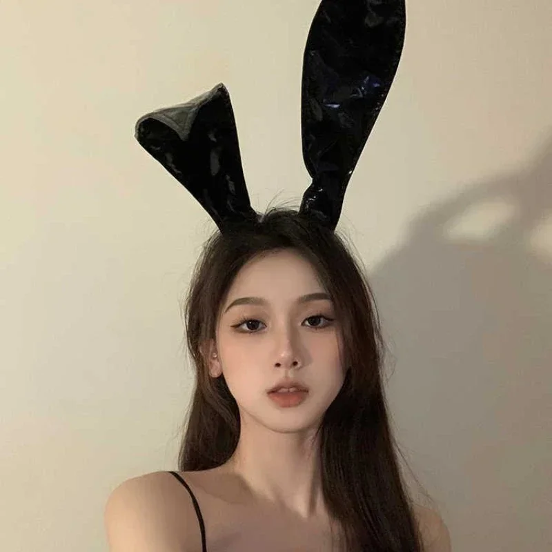 Tocado de Halloween диадема con orejas conejo cuero fresco adecuado para niñas y mujeres accesorios el cabello