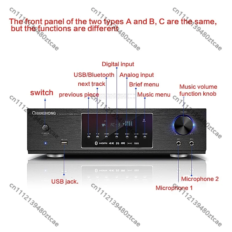 Фото Усилитель мощности для домашнего кинотеатра 900 Вт, 220 В, Hi-Fi 5.1, Bluetooth, KTV, караоке, декодирование Dolby AC-3 без потерь №4