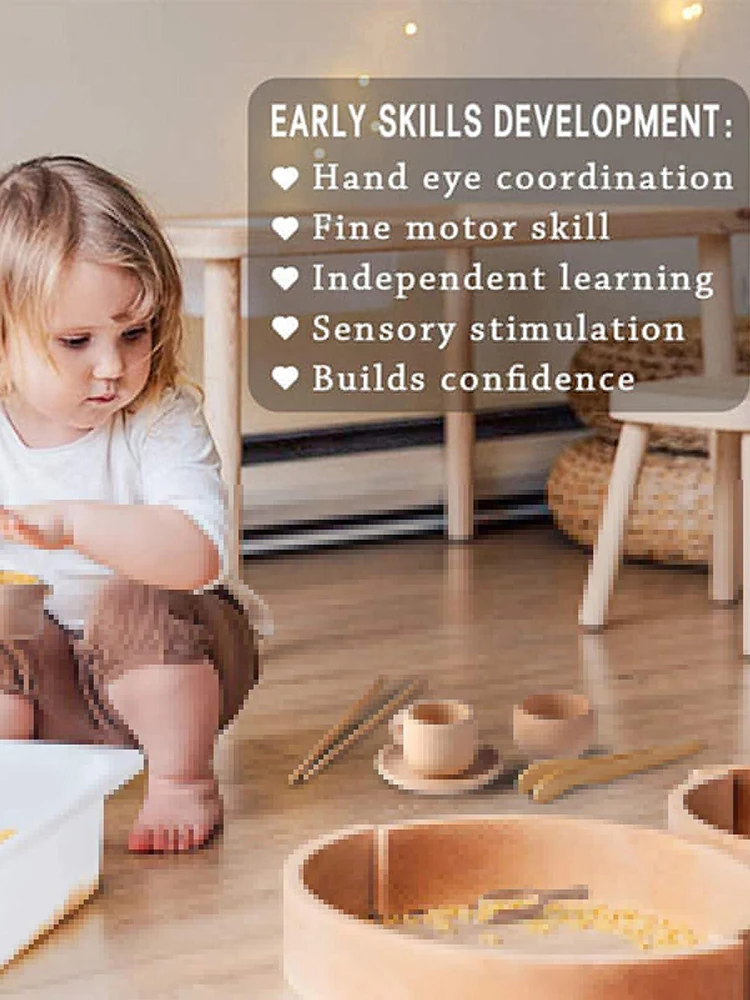 Wooden Sensory Bin Tools Sensory Bins For Toddlers 3-4 Toddlers Montessori Toys Kids Hands-On Ability Fine Motor Skills