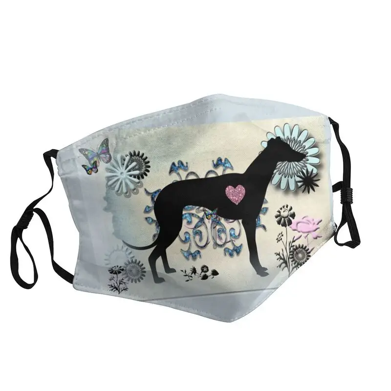 

Washable Greyhound Sighthound Art Mouth Mask Dog Anti Haze Dustproof Protection Mask Respirator Mouth Muffle