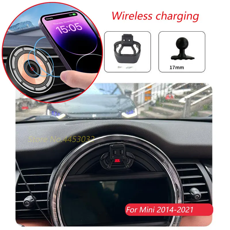 

Для BMW Mini Cooper JCW F54 F56 F57 F60 2014-2021 15 Вт автомобильное беспроводное зарядное устройство держатель телефона вращающийся магнитный кронштейн аксессуары