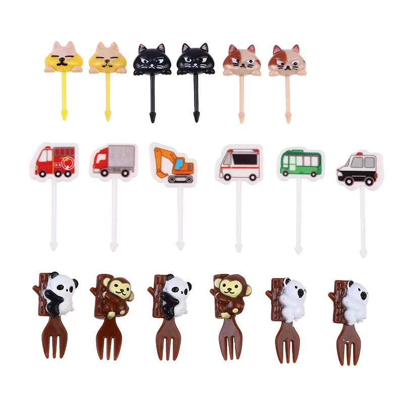 

Animal Farm Fruit Fork Mini Cartoon Children Snack Cake Dessert Food Fruit Pick Toothpick Bento Lunches Party Decoration