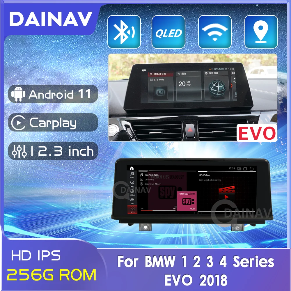 

Автомобильный радиоприемник 256G 12,3 дюймов Android 11,0 для BMW 1 2 3 4 серии 2018 EVO система GPS навигация мультимедийный плеер стерео приемник