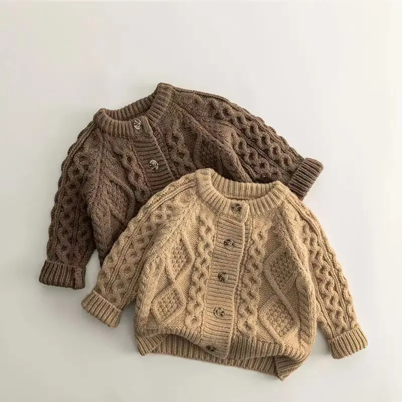 

Korean Children Cardigan Sweater 2023 New Autumn Winter Baby Girl Clothes Boys Girls Solid Knitwear Top Kids Knit Sweater Jacket