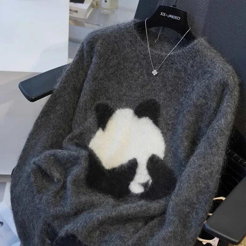 Женский трикотажный пуловер толстый свитер большого размера в Корейском стиле