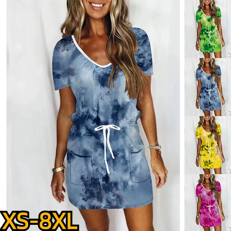 

Женская мода 2023, юбка с V-образным вырезом, новый дизайн, юбка с принтом и коротким рукавом, Повседневное платье, летняя облегающая юбка, женское сексуальное платье