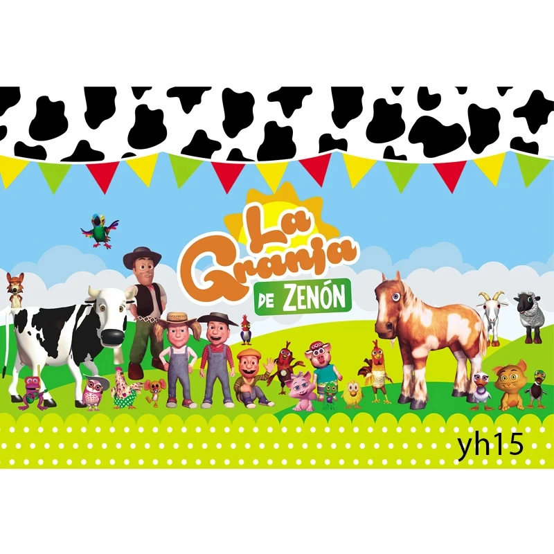 

Фон La Granja De Zenon на заказ для детей, декор для вечеринки в честь первого дня рождения, зеленая трава, ферма, сарай, животное, трактор, фотофон для студии