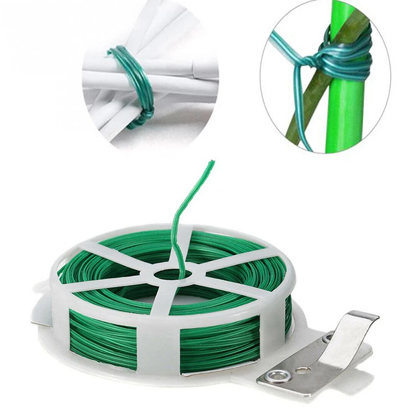 

1PC 20/50m Plastic Twist Ties Green Garden Plant Ties Strapping Plants Climbing Cane Fixed Line for Home Garden Organization