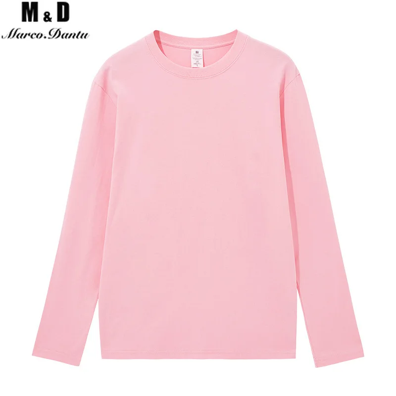 Женская футболка из 100% хлопка Однотонная с круглым вырезом классические топы