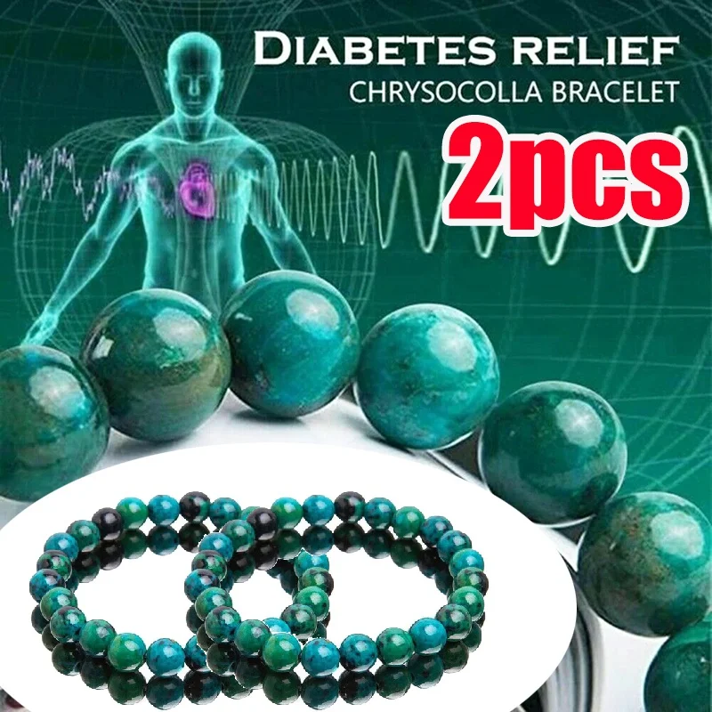 Chrysocolla Malachite Bracelets Women Men Natural Stone Beads Bracelet Round Diabetes Relief Bracelet Healing Jewelry 6/8/10mm