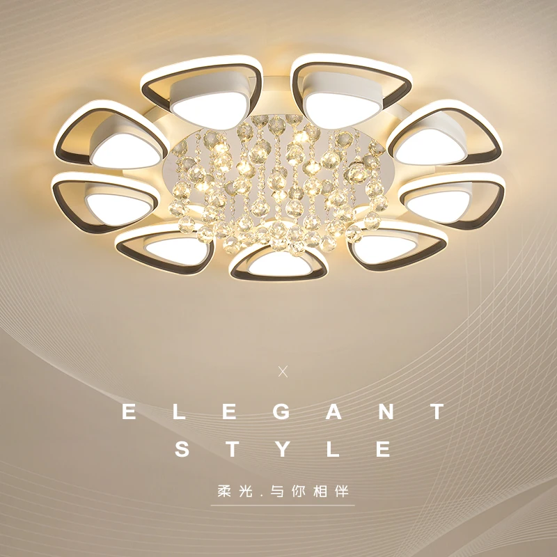 

Diameter 52cm/65cm/80cm/100cm Living Room Bedroom Dining Iron Body 9K Crystal LED Ceiling Chandeliers
