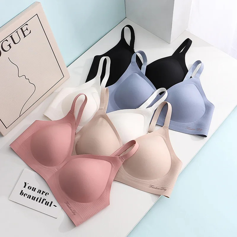 

New Lingerie Women's Small Chest Gathered To Soft Support And Traceless Bra With Side Breast Closure Sexy Anti Drop Top