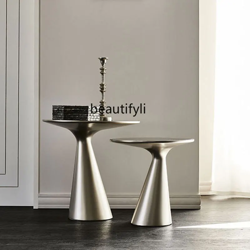 Кофейный столик современный простой круглый Угловой Столик Из Нержавеющей Стали