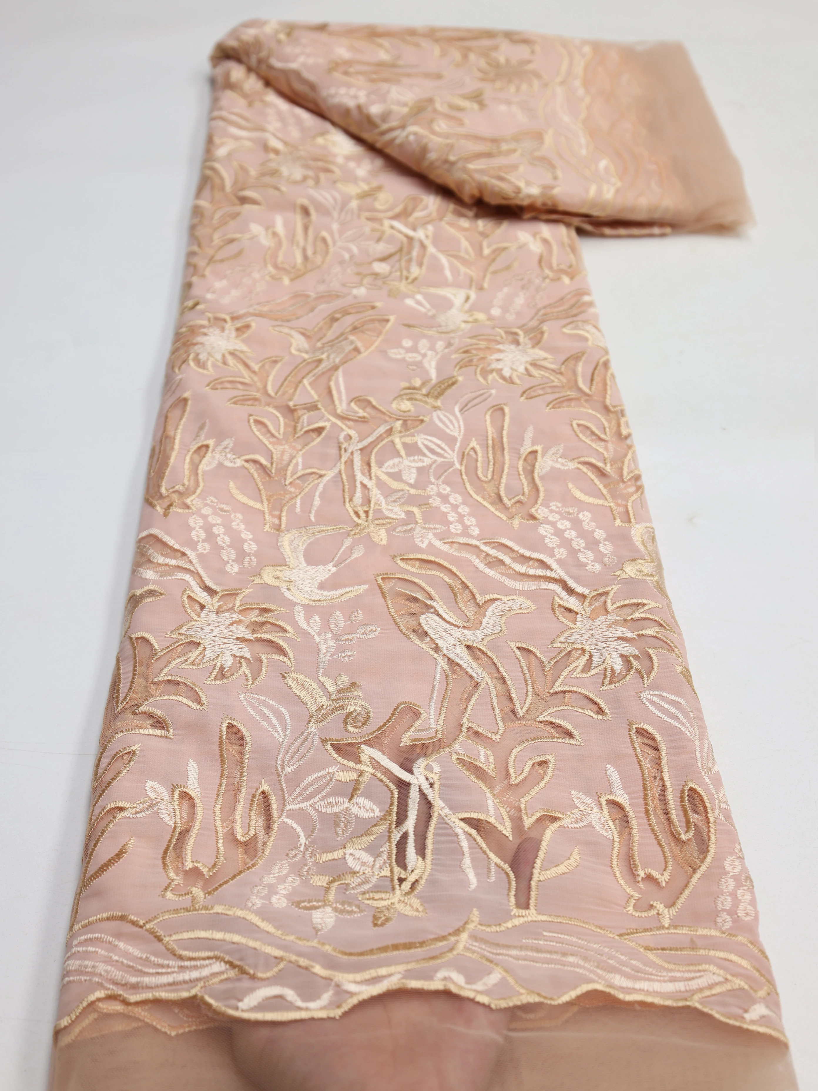 2024 Высококачественная Искусственная Кружевная Ткань Французский Тюль Вышивка