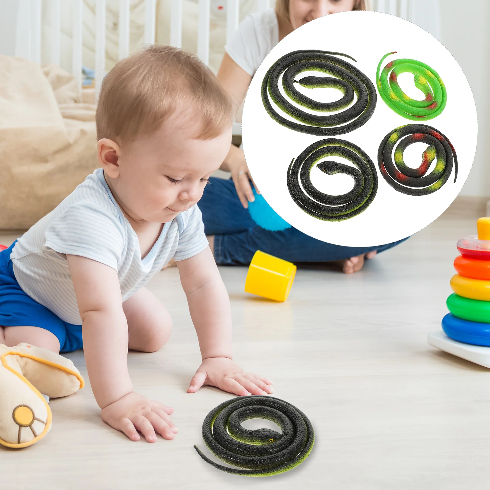 

4 Pcs Realistic Fake Snake Toy Funny Toys Prank Props Crawl Lifelike Soft Rubber Simulation Animal Model Artificial