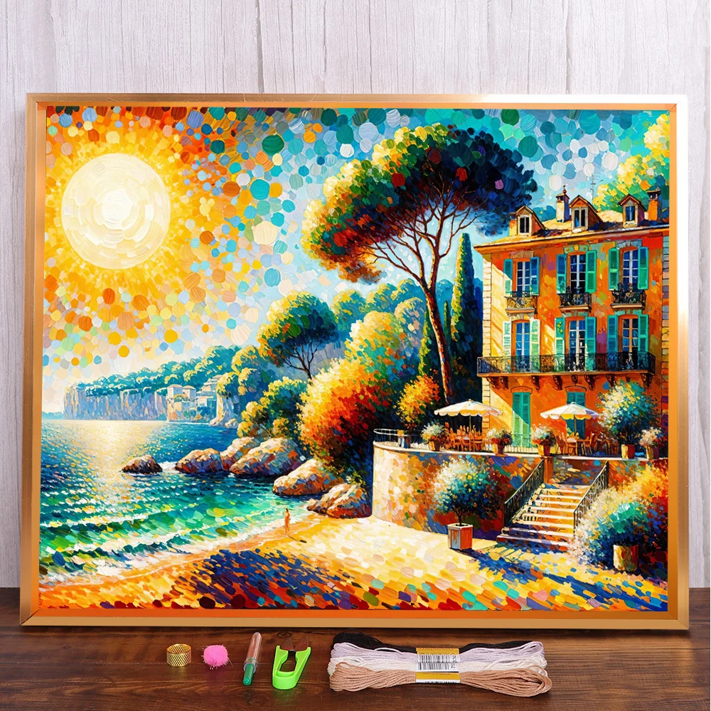 _ Вышивка крестом на закате сделай сам полный набор для рукоделия вязание