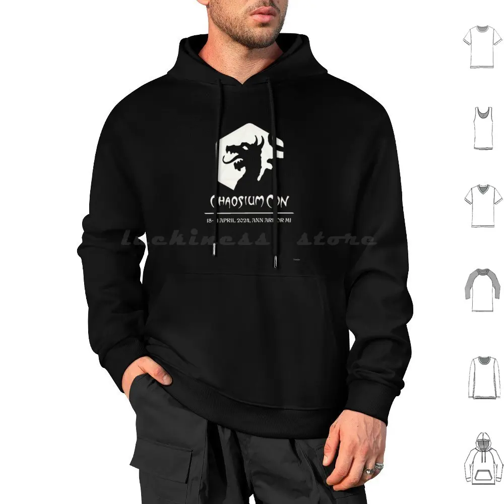 Фото Chaosium Con 2024 Official T-Shirt-White Logo Hoodie Cotton Long Sleeve Chaosium Chaosium Con Chaosiumcon №1
