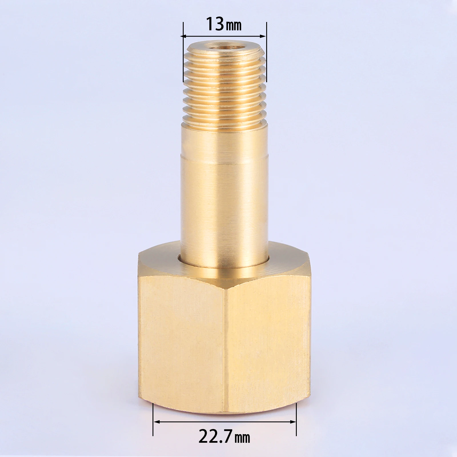 

Латунный адаптер для кислородного цилиндра G5/8 22,7 мм на M14*1,5/NPT 1/2 13 мм