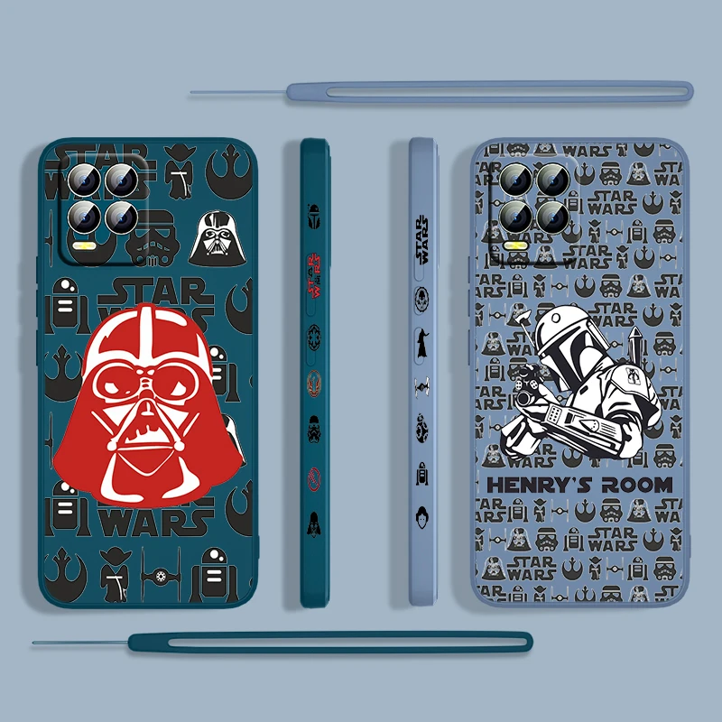 

Cartoon Robot Star Wars For OPPO Realme 50i 50A 9i 8 6 Pro Find X3 Lite NEO GT Master A9 2020 Liquid Left Rope Phone Case Cover