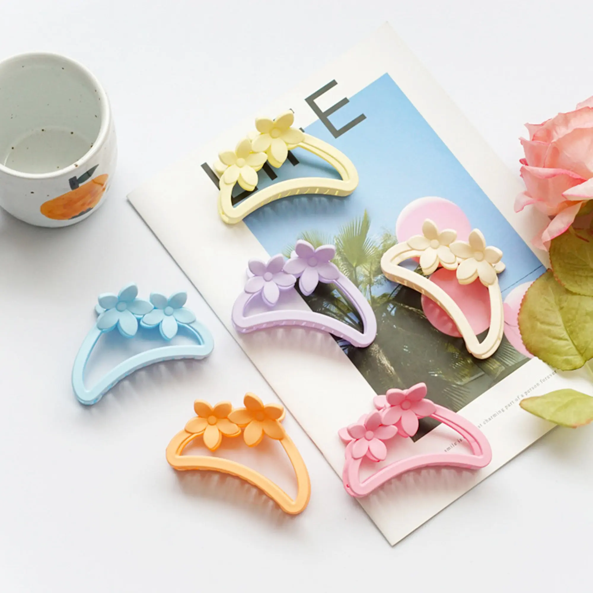 

Зажим для волос с матовыми цветами, 4 шт./лот, 9 см