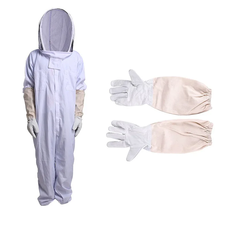 

Костюм для защиты пчелы, костюм для защиты пчелы, толстый белый костюм с перчатками из овчины, костюм для космоса, цельный костюм для пчеловодства