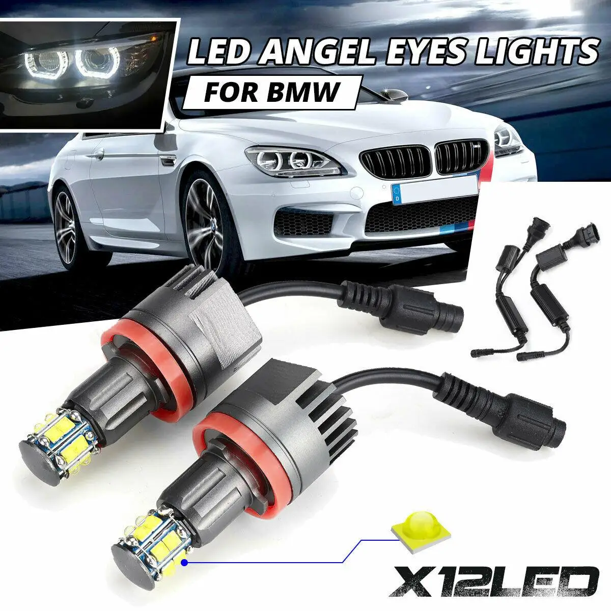 

2x 240W H8 Angel Eyes LED Halo Ring Light Bulbs 6500K White For BMW E90 E91 E92 E60 E61 E63 E64 F01 F02 E84 E70 E71 E89