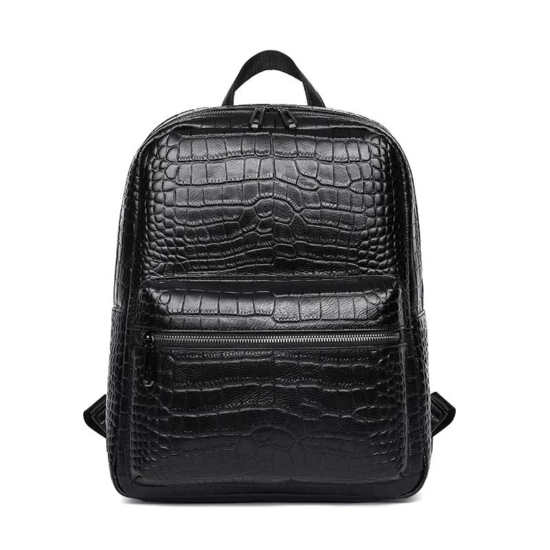 Genuine Leather Men's Business Double Shoulder Bag High Quality Leisure Backpack First Layer Cowhide Fashion Computer Schoolbag