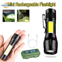 mini led flashlight portable usb rechargeable q5 torch zoomable waterproof light outdoor 3 lighting modes camping hiking hunting