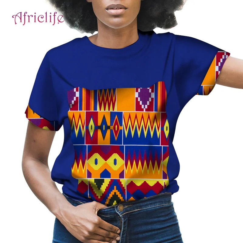 

Женская летняя футболка, одежда хорошего качества, лидер продаж, Bazin богатство, узоры, Африканский воск, хлопок, женский модный топ WY6413