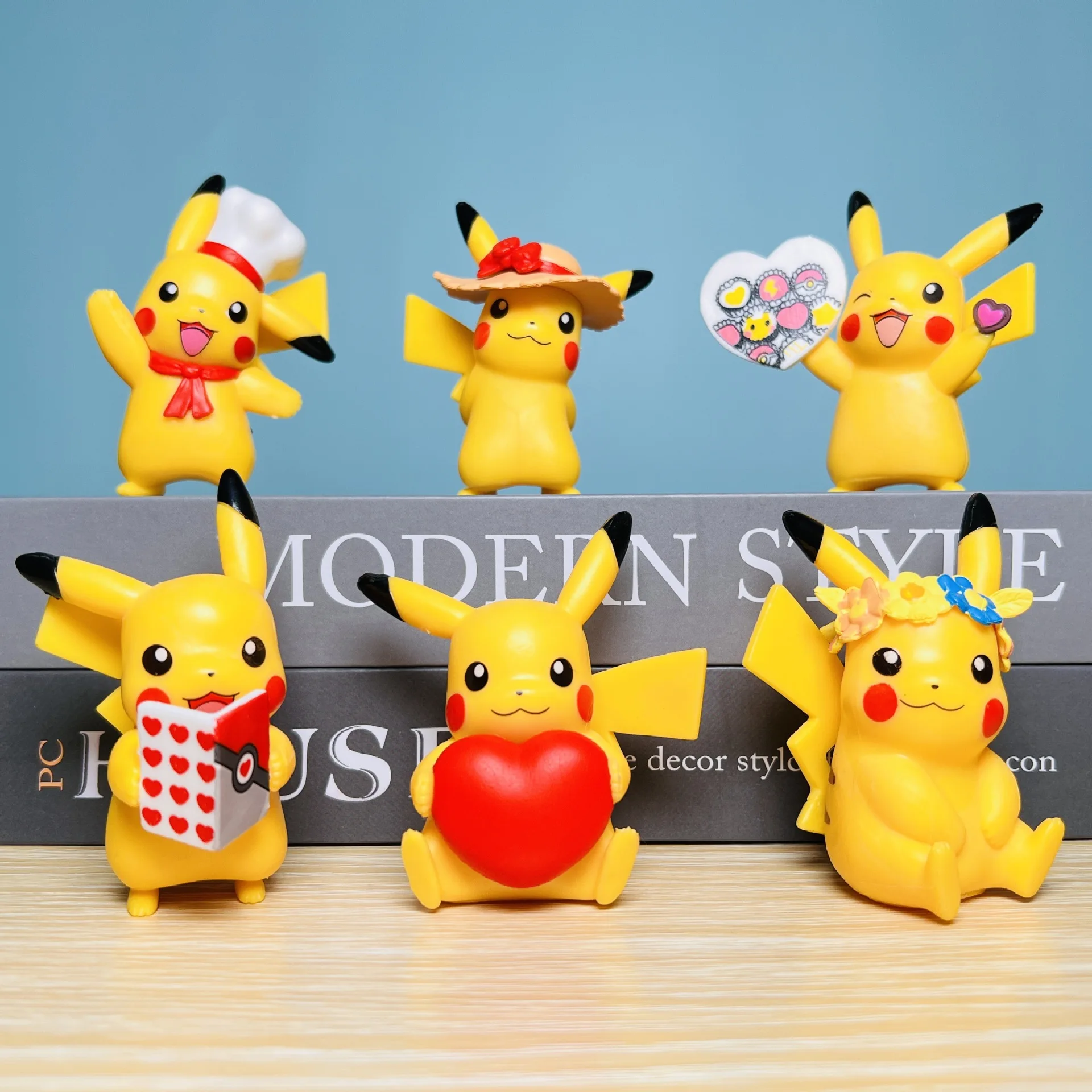 

6pcs Pokemon Anime Figure Pikachu PVC Doll Kawaii Cute Car Desktop Ornament Collection Supplies Children's Toys Birthday Gifts