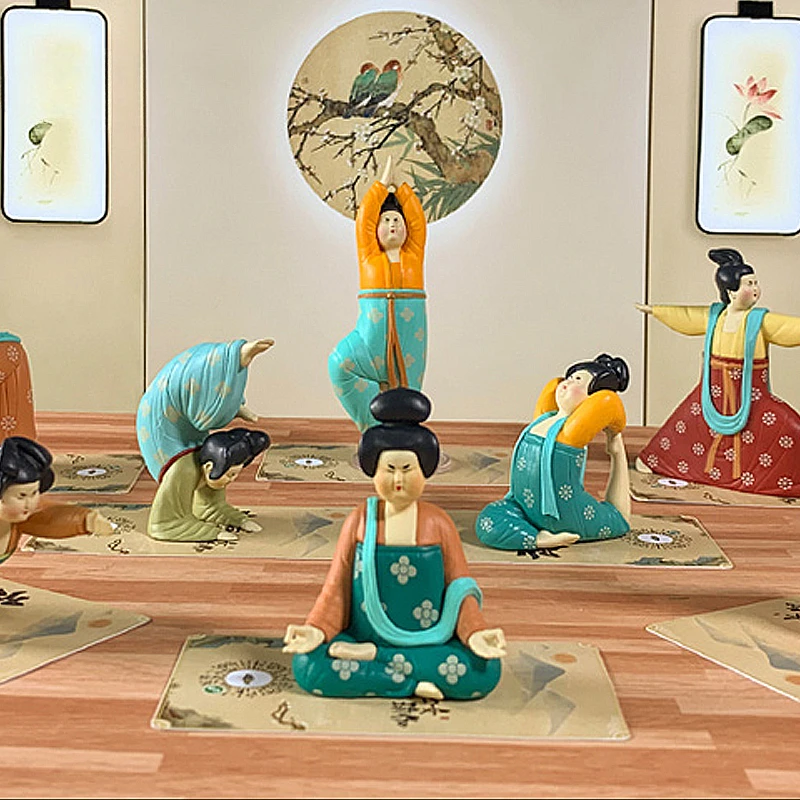 

Chinese Style Home Accessories Cartoon Yoga Girl Living Room Decoration Soft Cute Healing Figures Kawaii Figurines