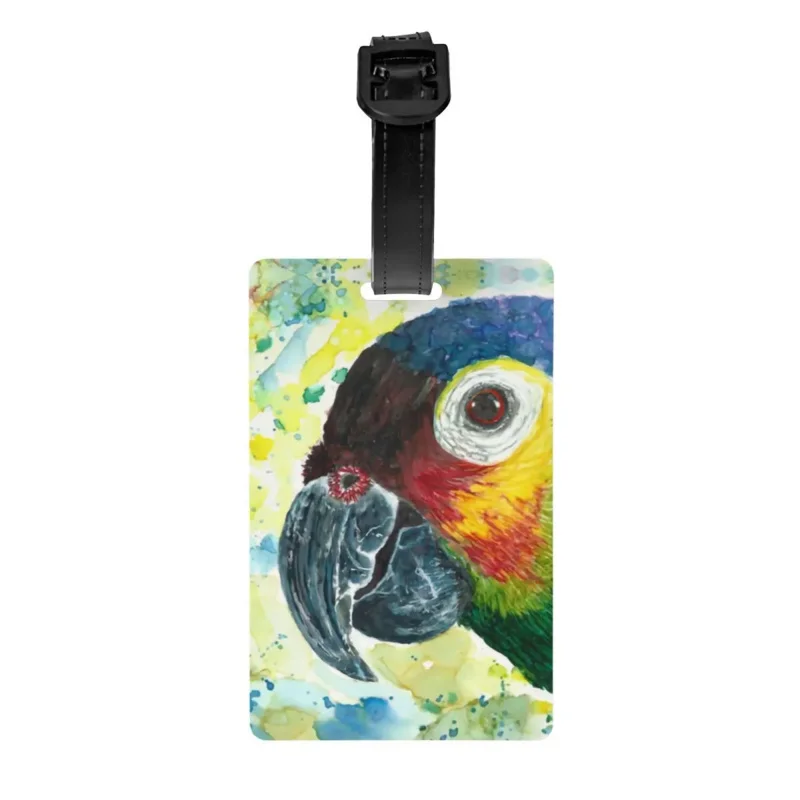 

Custom Squawky Florida Green Parrot Luggage Tag Privacy Protection Bird Psittacine Baggage Tags Travel Bag Labels Suitcase