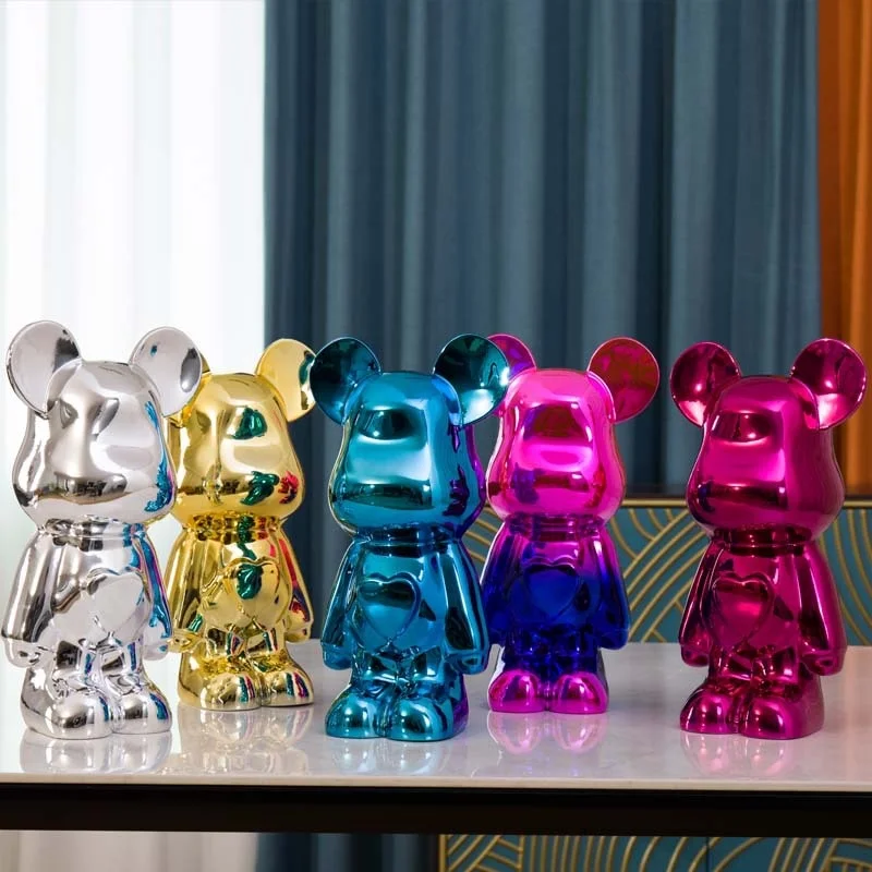 

28cm Bearbricks Violent Bear Home Decor Aesthetic Room Resin Figurine Desk Accessories Nordic Cute Bedroom Decoration Statue