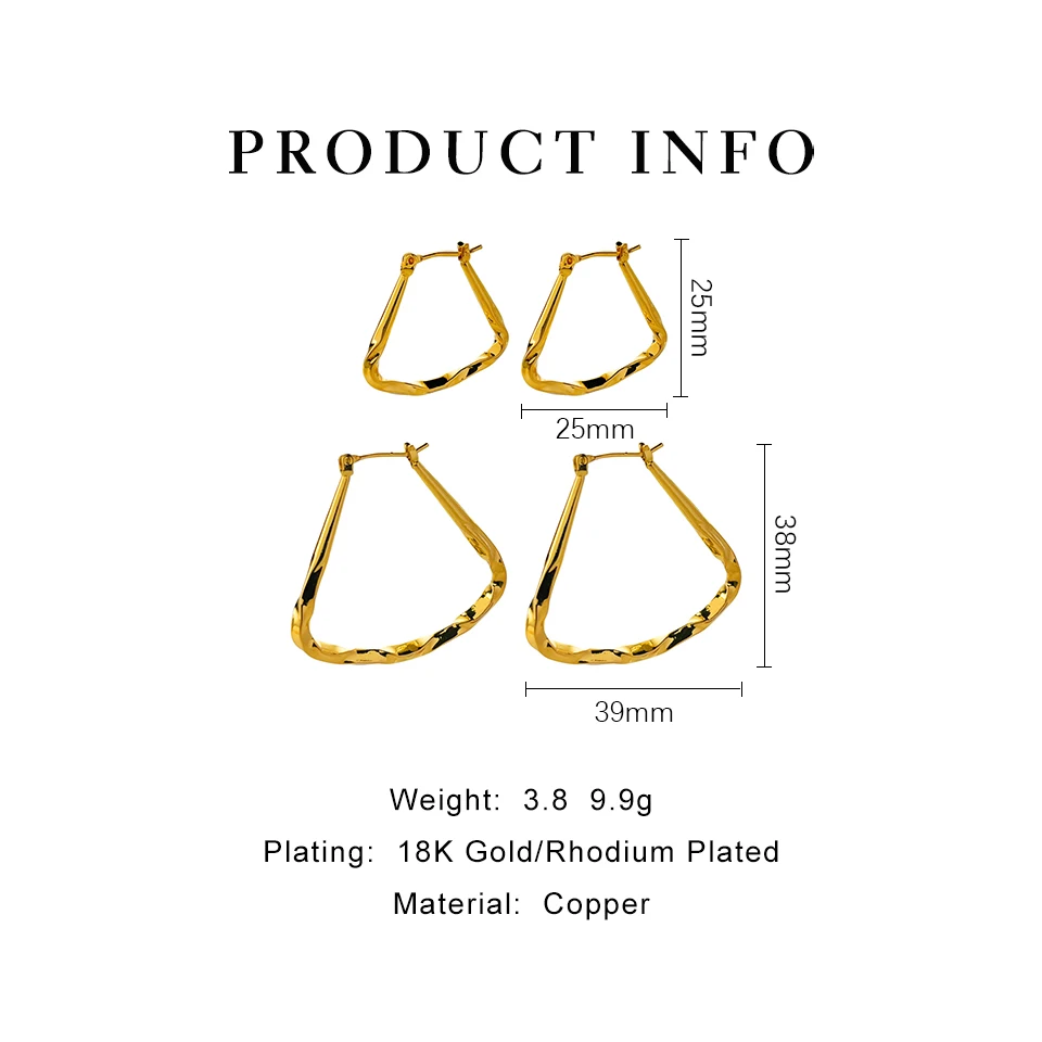 Модные минималистичные полые серьги-кольца Peri'sBox геометрические витые Серьги