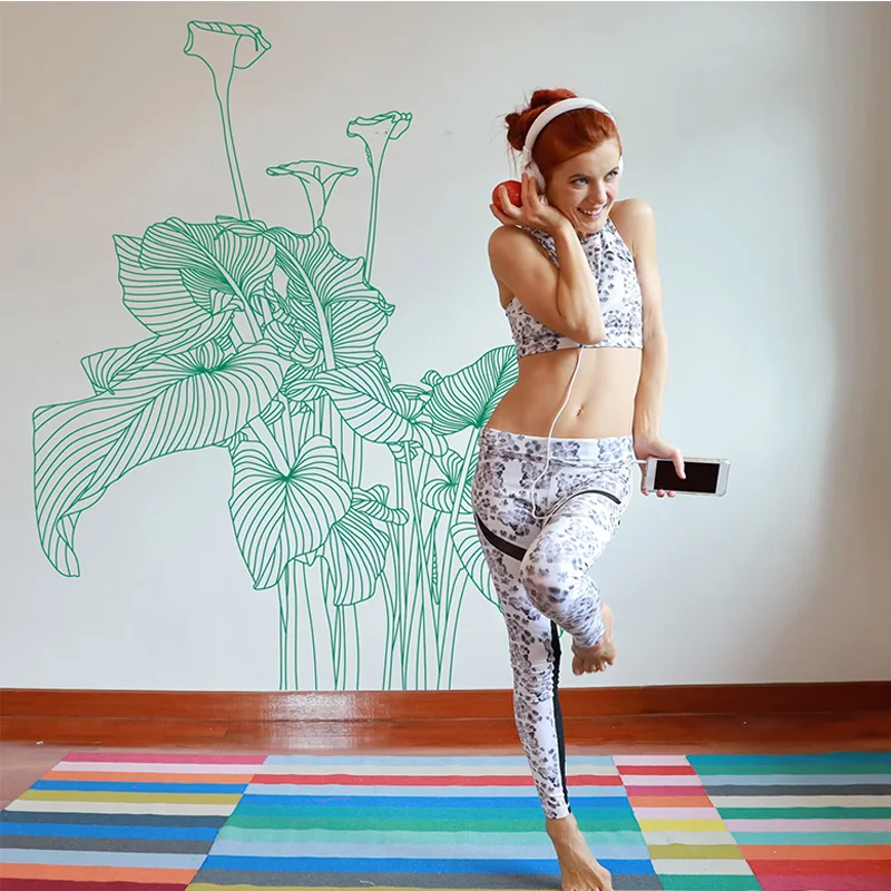 Линейный художественный дизайн тропическая Калла Лилия Настенная Наклейка виниловая домашний Декор Гостиная Спальня цветок декоративная наклейка роспись G147
