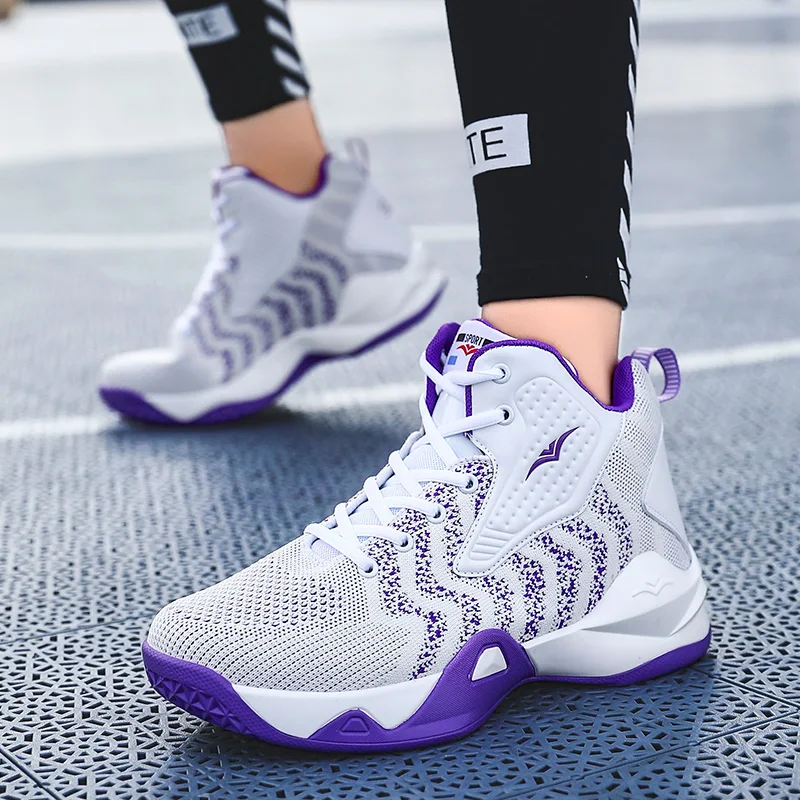 Unisex Basketball Shoes Men High-top Sports Air Cushion Hombre Athletic Mens Shoes Women Comfortable Breathable Sneakers